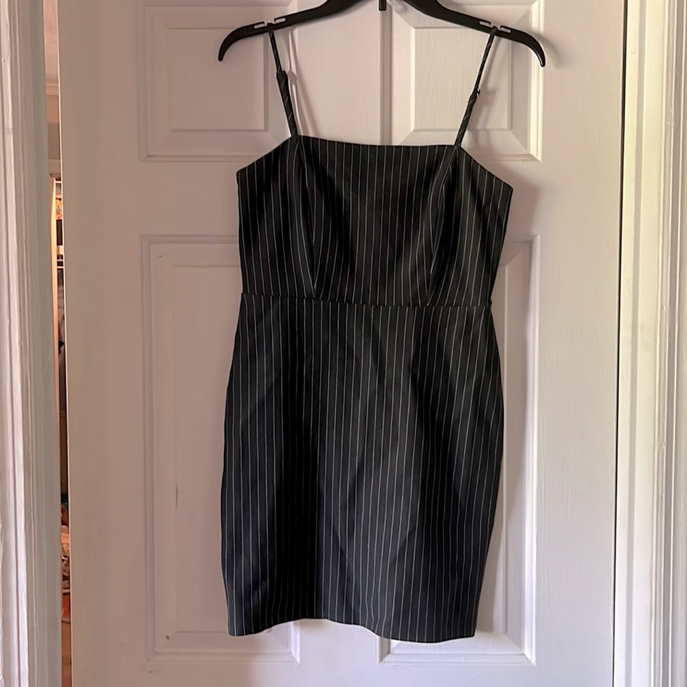 Black and white striped dress